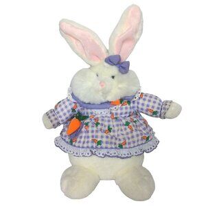 Easter Bunny Rabbit Laughing Giggling Plush Carrot Dress Stuffed Animal 16.75"
